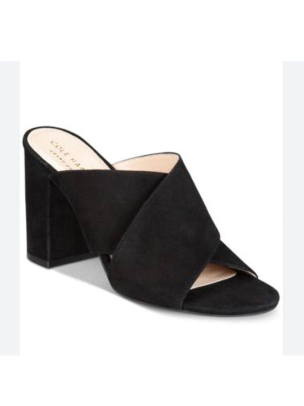 Cole Haan Gabby Black Suede Block Heel Sandals SZ 7.5 Worn Once